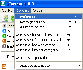 uTorrent Preferencias
