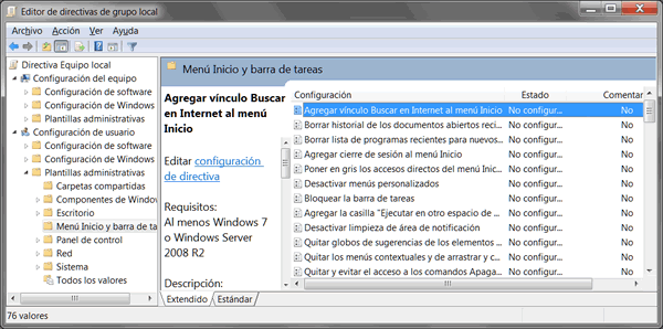 Editor de directivas de grupo local