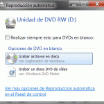 Grabar un CD, DVD o disco Blu-Ray en Windows 7 en el Explorador de Windows