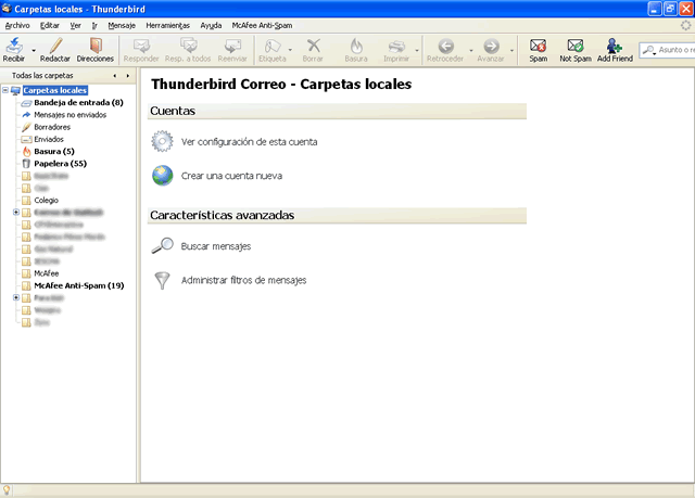 Gestiona varias cuentas de email con una única aplicación 2 Thunderbird. Pantalla principal