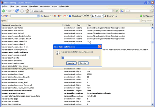 Modificar el consumo de memoria de Mozilla Firefox 2 Memoria Firefox