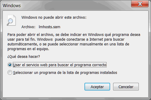 Windows no puede abrir este archivo