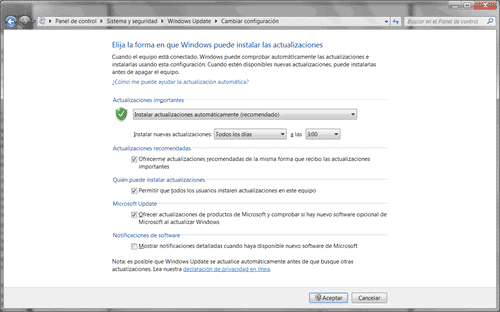 Windows Update Cambiar configuración