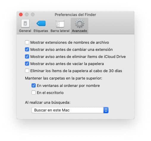 Cómo ordenar carpetas y archivos en el Finder de macOS 3 Preferencias del Finder