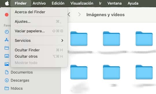 Finder Ajustes