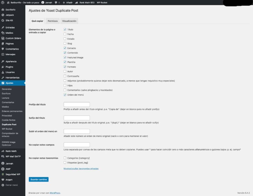 Ajustes de Yoast Duplicate Post