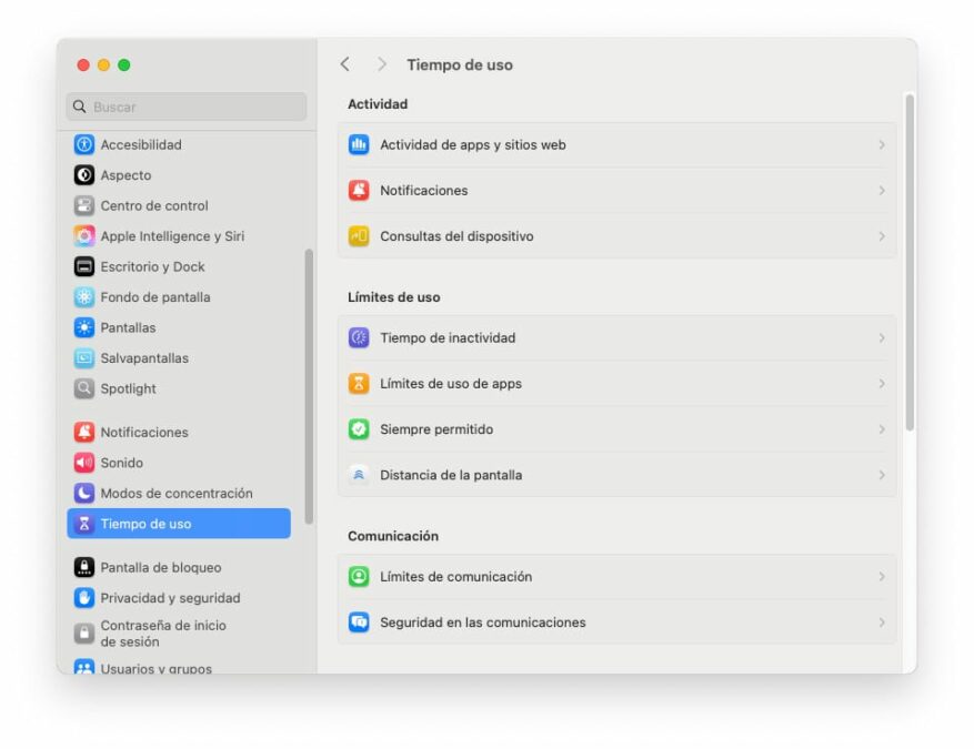 Tiempo de uso en Sequoia