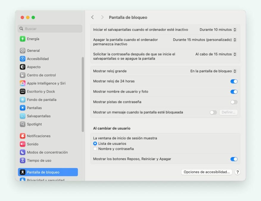 Ajustes de la pantalla de bloqueo