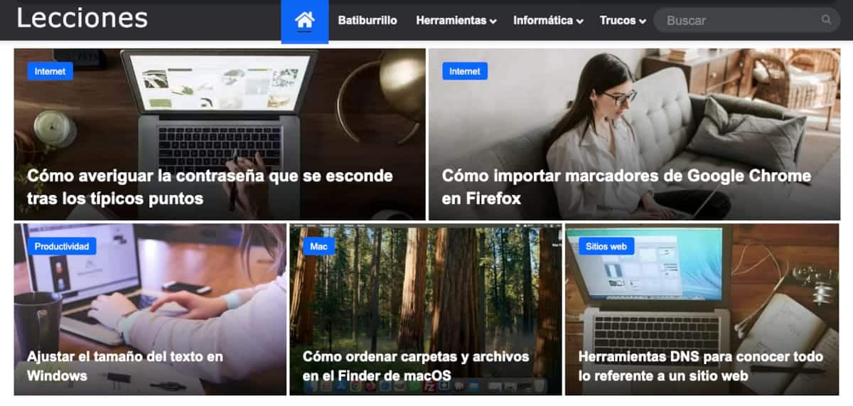 Página de Inicio de Lecciones