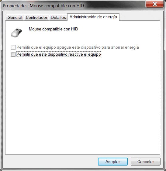 Propiedades: Mouse compatible con HID